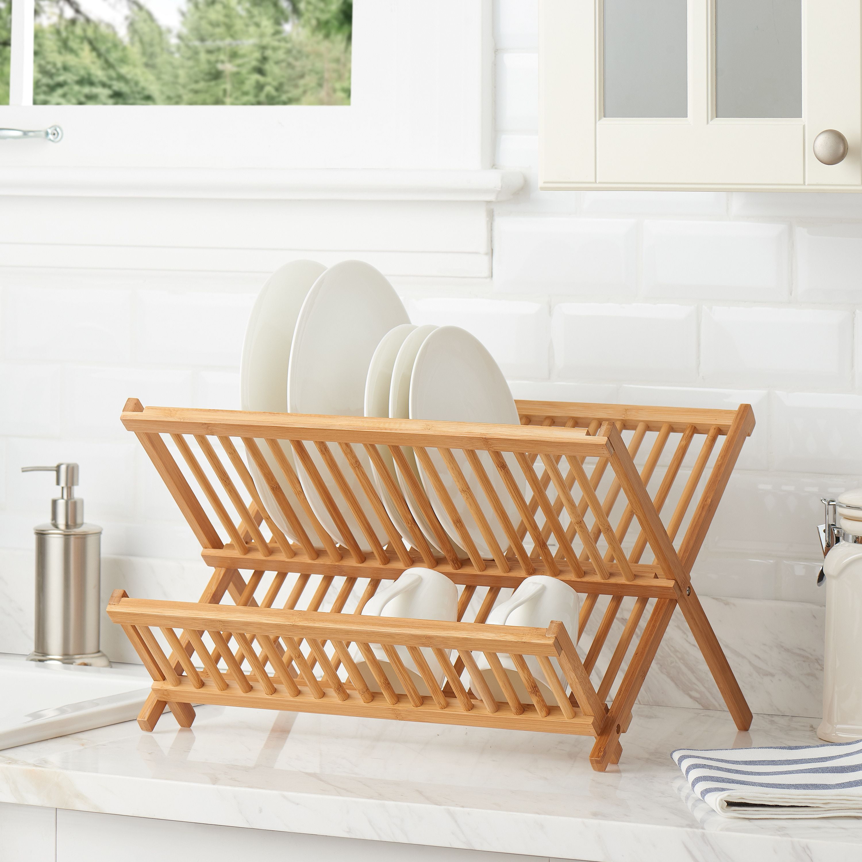 Bamboo Dish Drying Rack With Utensil Holder- ECO FRIENDLY – homehunch