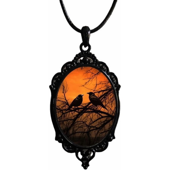 Gothic Bat Glass Pendant Necklace for Women Vintage Gothic Rope Chain Witch Bat Choker Dark Punk Style Necklace Victoria Emboss Necklaces Mystic Witch Jewelry Accessories