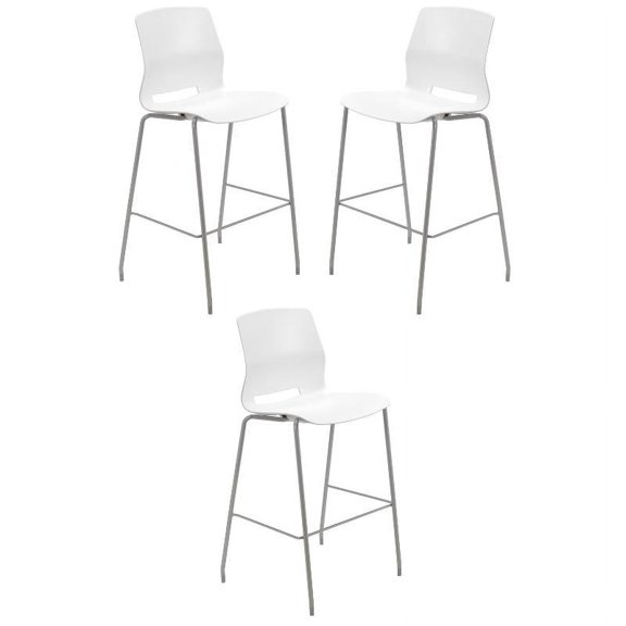Home Square 30" Plastic Bar Stool in White - Set of 3
