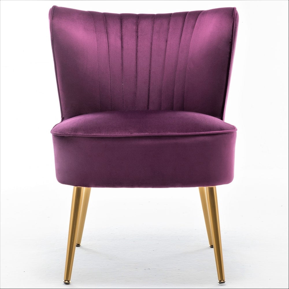 US Pride Furniture Sauter 23.2" Wide Mid-Century Modern Microfiber Accent Chair, Purple