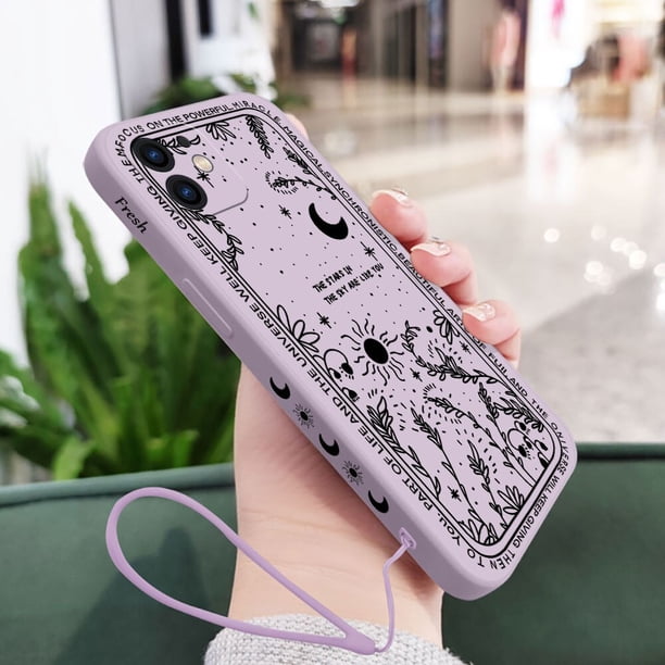 Funda de teléfono Fresh Moon Star para iPhone 14 13 12 11 Plus Pro Max Mini X XR XS SE2020 8 7 6 6S Plus, con correa Fivean unisex