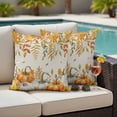 thumbnail image 4 of Orange Fall Outdoor Waterproof Pillow Covers, Thanksgiving Pumpkins Weeping Maple Leaf Decorative Square Throw Pillowcase Sofa Cushion Sham for Patio/Couch/Chair, 26"x26" 2 Pack, 4 of 8