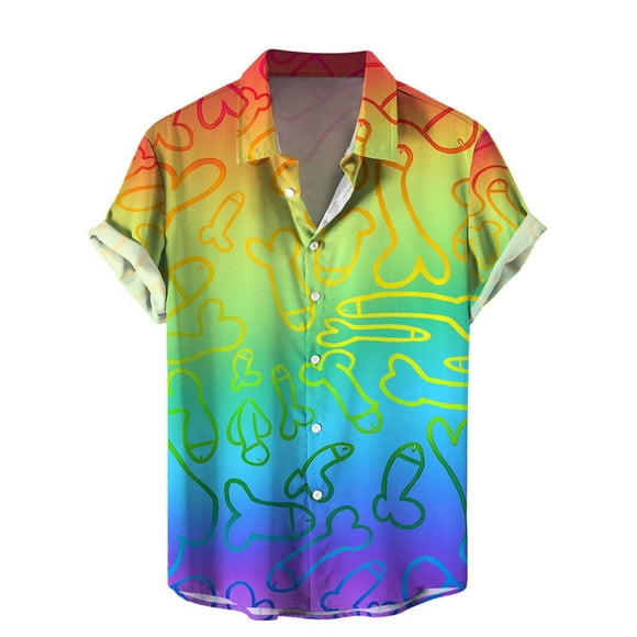 Men's Seaside Beach Shirt Button Bodysuit Fun Print Short Sleeve Men Dress Shirt Mens Romper Jumpsuit Mens Bodysuit Romper Long Sleeve Men's Dragon Shirt