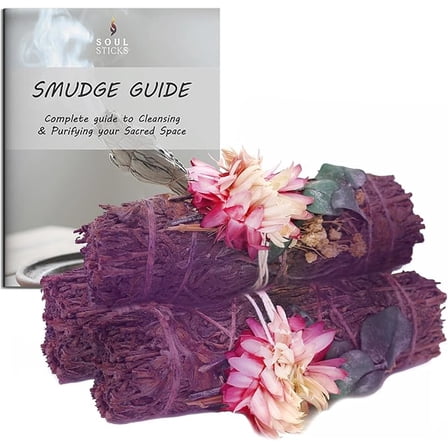 Soul Sticks 3 Pack Enchanted Forest Floral Lavender Sage Smudge Sticks Bundle with Flowers for Cleansing Home, Meditation, Yoga, Healing and Smudging, Sustainably Sourced California