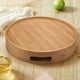 thumbnail image 5 of Round Serving Bamboo Wooden Tray for Dinner Trays Tea Bar Breakfast Food Container Handle Storage Tr, 5 of 5
