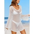 thumbnail image 5 of Charmo Womens V Neck Swim Cover Up Hollow Out Swimwear Tie Back Bikini Beachwear, 5 of 8