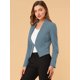 thumbnail image 4 of Día de San Patricio Chaqueta Corta Casual De Negocios De Oficina De Trabajo Sin Cuello Para Mujer Gris azul2 XL, 4 of 6