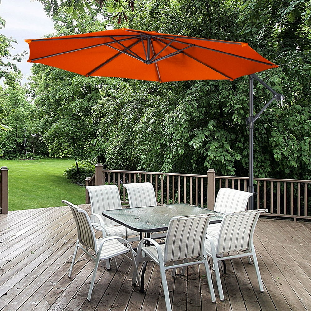 Costway 10 Ft Hanging Umbrella Patio Sun Shade Offset Outdoor Market
