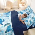 thumbnail image 5 of jejeloiu Watercolor Sea Turtle 7 Pieces Full Size Bedding Sets,Ocean Coral Fish Pattern Full Size Bed in a Bag For Boys,Blue White,Navy Blue Reversible, 5 of 7