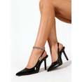 thumbnail image 5 of On feet& in love Women's Pointed Toe Slingback Crinkled Patent PU Stiletto Heels - Black Dress Shoes for Work & Wedding - Size 5.5, 5 of 7