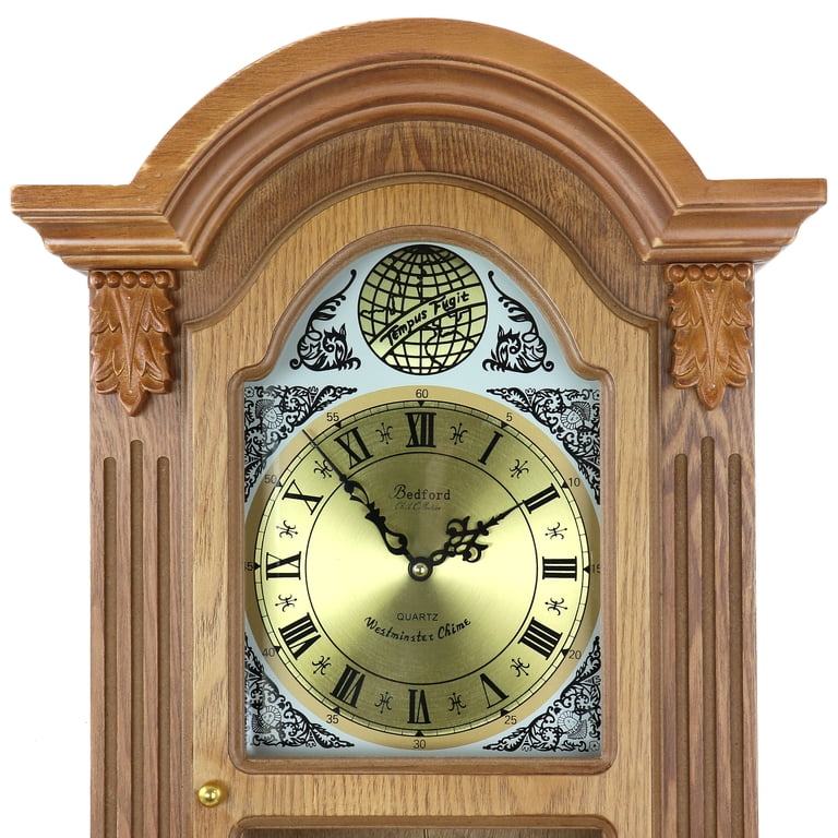 Bedford Honey Oak Chiming Pendulum Wall Clock, Multiple Chime