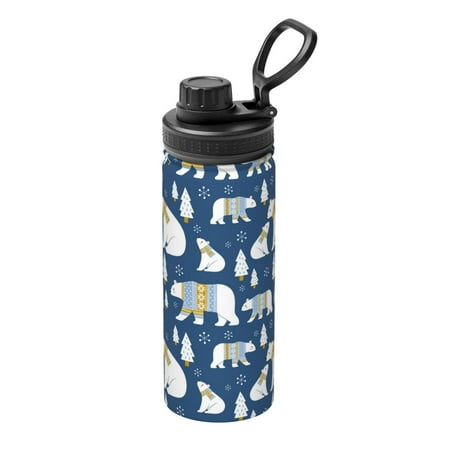 

Hirioo cute winter bear for 18oz Sports Insulated Kettle for Gym Hiking Camping Running Mountain Bike Outdoor Sports
