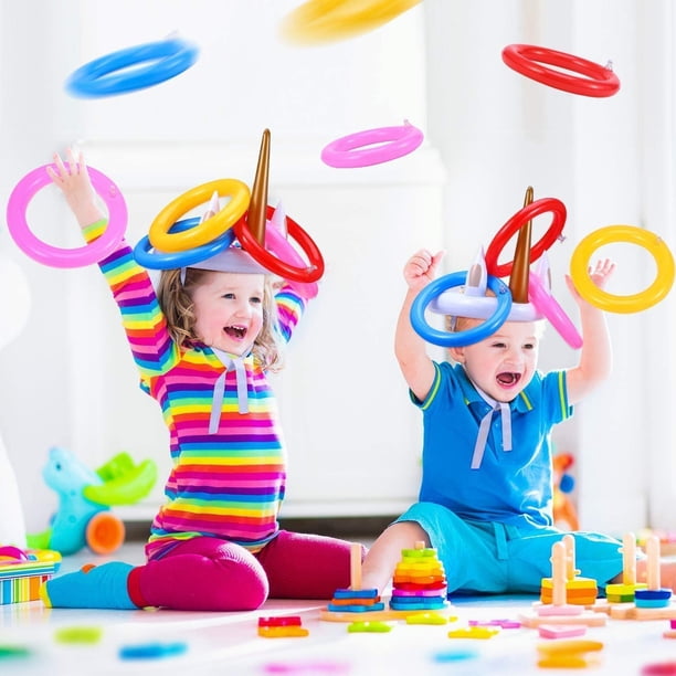 Juego de lanzamiento de anillo de unicornio inflable, juguetes de piscina con pegatinas de unicornio, Mini bomba para niños, adultos, fiesta de cumpleaños, caja de regalo Xemadio WMZL-865