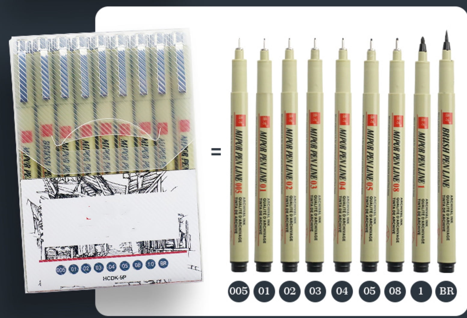 Precision Micro-Line Pens, 9 Size Black Micro-Pen Fineliner Ink Pens, Waterproof Archival Ink Multiliner Pens for Artist Illustration, Calligraphy, Sketching, Anime, Technical Drawing