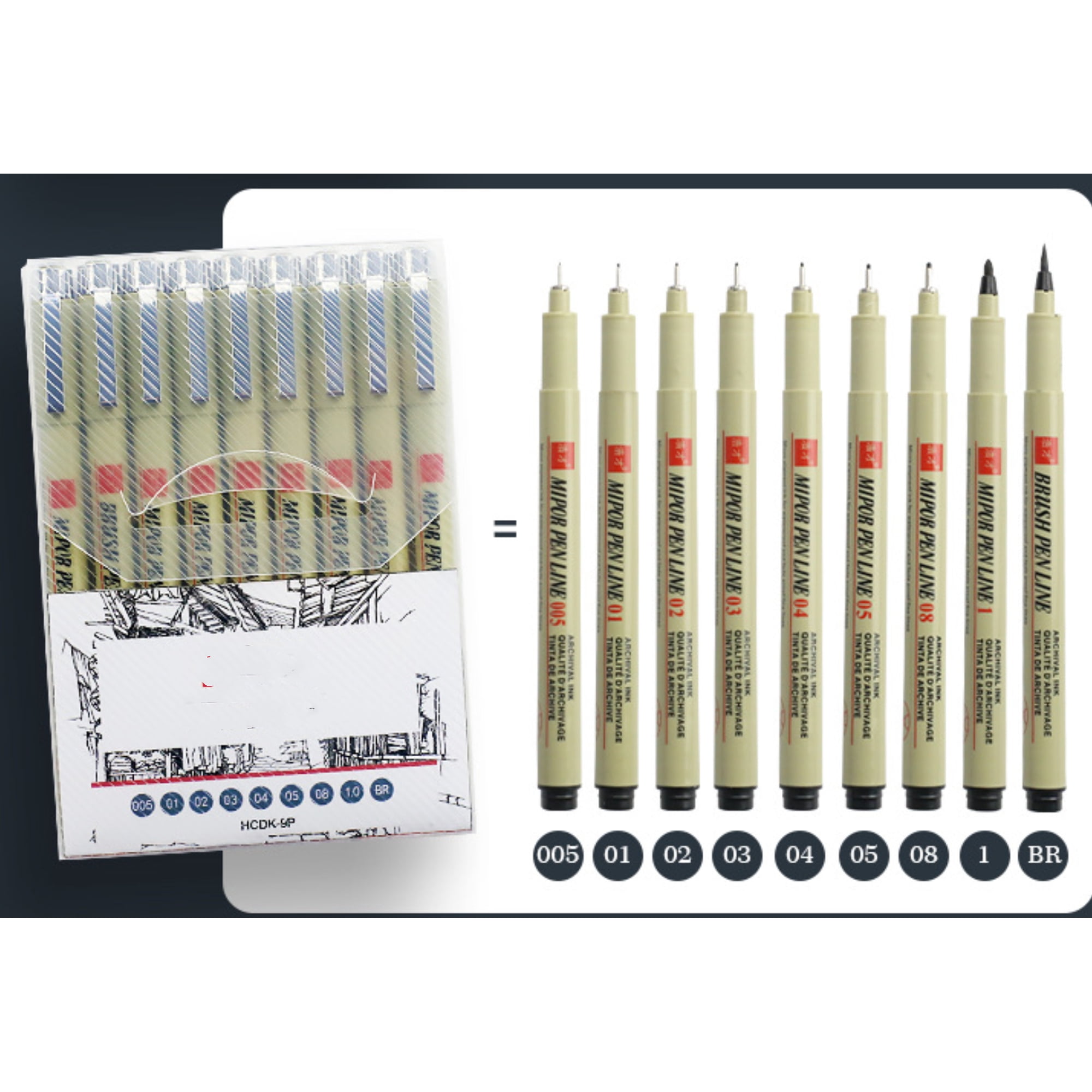 Touchlecai Precision Micro-Line Pens - 9-Piece Fineliner Set With Waterproof Archival Ink | For Drawing, Sketching & Manga