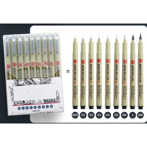 Precision Micro-Line Pens, 9 Size Black Micro-Pen Fineliner Ink Pens, Waterproof Archival Ink Multiliner Pens for Artist Illustration, Calligraphy, Sketching, Anime, Technical Drawing