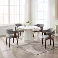 thumbnail image 5 of Guyou Modern Dining Chair Set of 2, Linen Upholstered Dining Room Armchair with Curved Backrest, Mid-Century Wooden Kitchen Side Chairs for Dining Room Living Room, Grey, 5 of 9