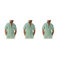 thumbnail image 3 of pitrice Men Shirt Casual Short Sleeve Breathable Replacement Button Down Solid Color Fashionable Home Dating Shirts Top Green XL 3Set, 3 of 6