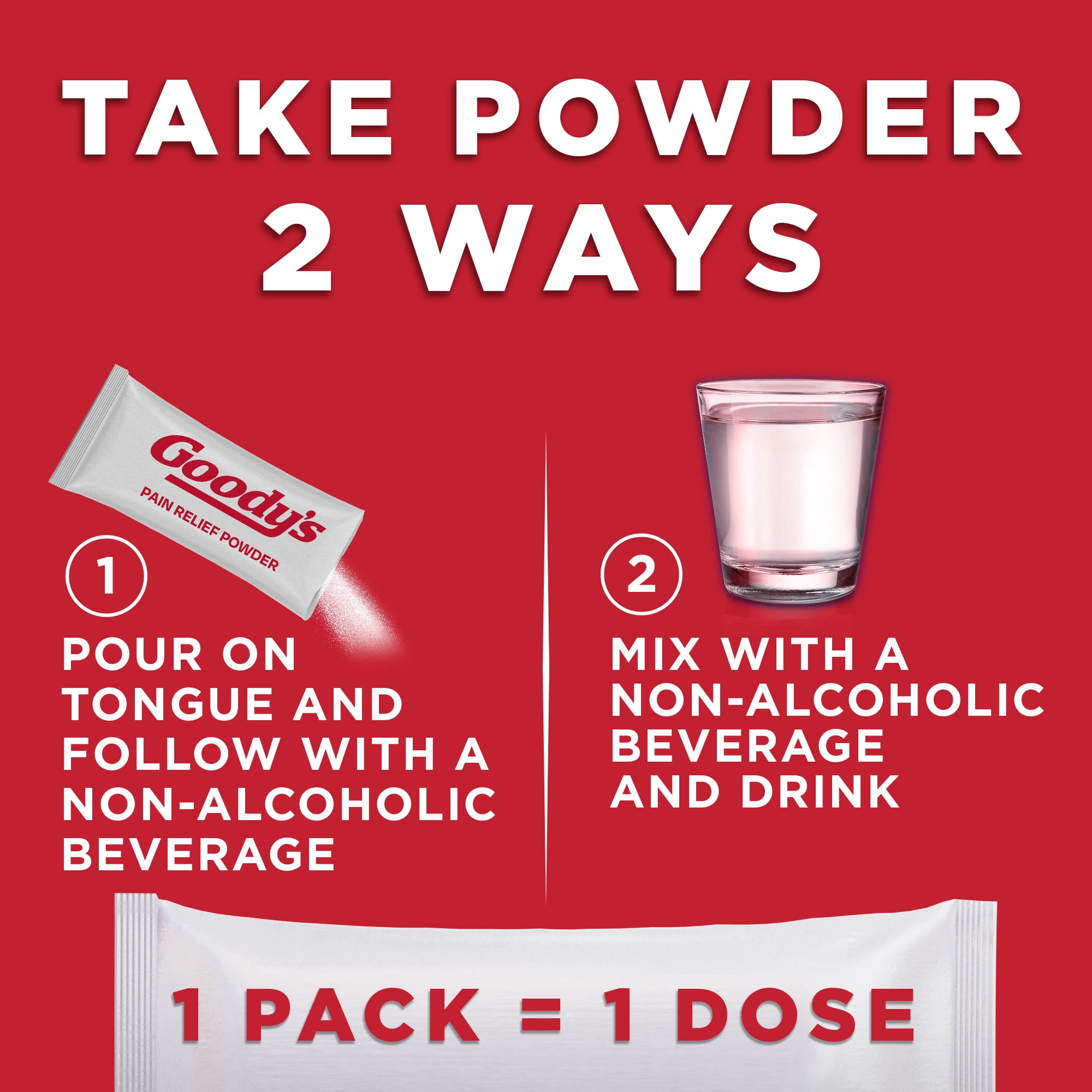 (2 pack) Goody's Back and Body Pain Relief Powder, Body Aches & Pains Relief, 24 Powder Sticks