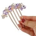 thumbnail image 5 of Unique Bargains Women Rhinestone Inlaid Flower Hair Comb, Hair Accessory, Rhinestone Butterfly Head Pieces Dark Violet, 5 of 7
