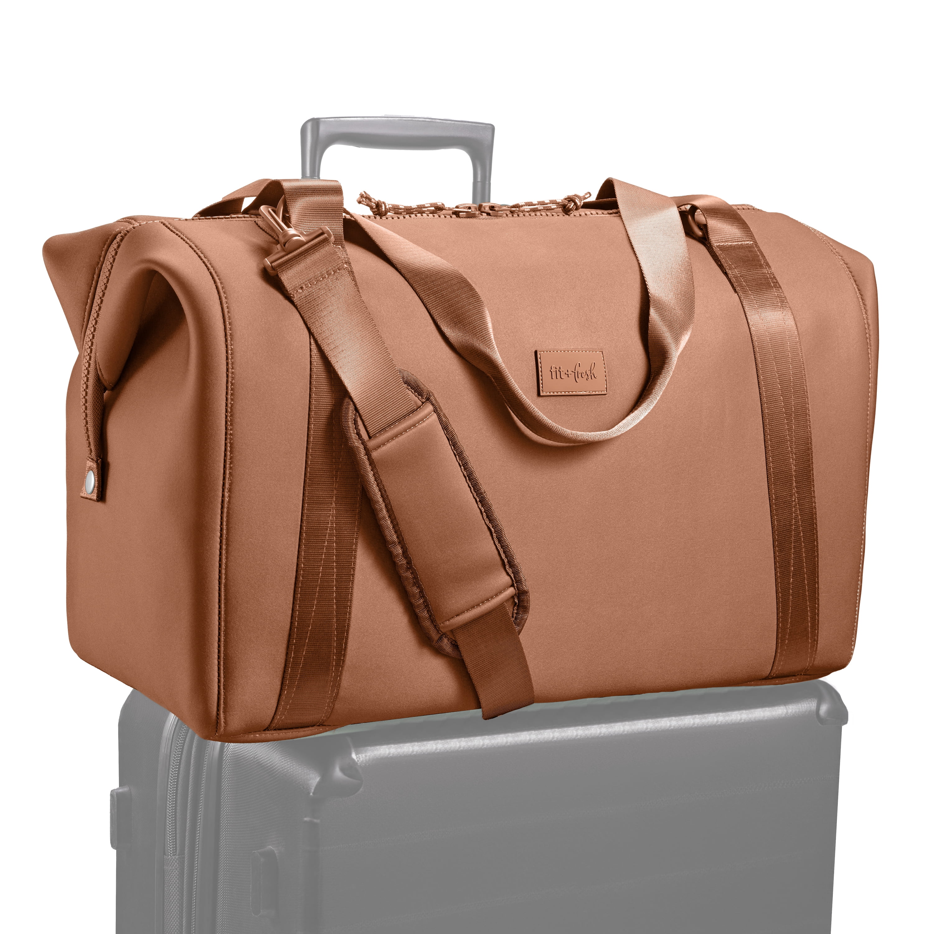 Fit & Fresh Premium Neoprene Weekender Bag, Travel Bag Trolley Sleeve, Carry on Duffel Bags, Copper