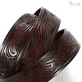 thumbnail image 5 of JASGOOD Western Belts for Men Floral Engraved Leather Belts with Cowboy Longhorn Bull Buckle, 5 of 12
