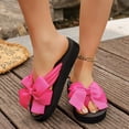 thumbnail image 5 of BADHUB Women's Flower Casual Flip Flops Boho Open Toe Slip On Bowknot Flat Dressy Sandals Beach Vacation Slippers Hot Pink 37, 5 of 6