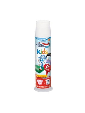 Aquafresh Kids Cavity Protection Fluoride Toothpaste Pump, Bubble Mint, 4.6 oz