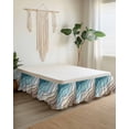 thumbnail image 2 of Teal Blue Ombre Cream Wrap Around Bed Skirts for King Bed 18" Drop,Bed Skirt with Adjustable Elastic Belt Dust Ruffle Bed Valance for Bedroom Hotel Modern Geometric Brown Aesthetic Bed Frame Cover, 2 of 7