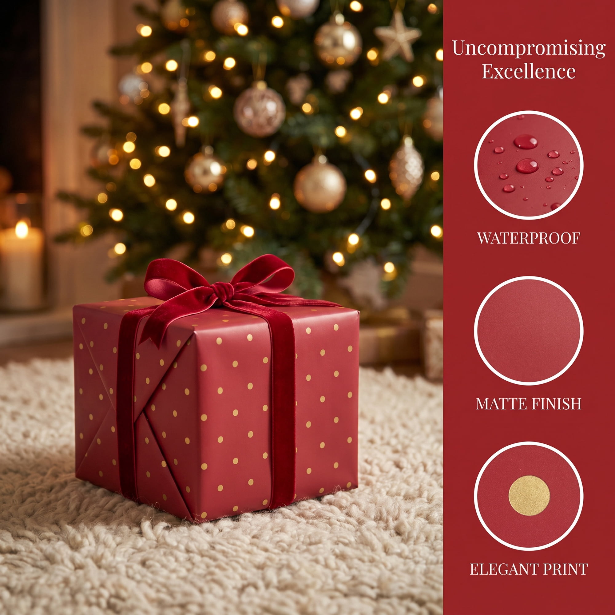 Unique Bargains Waterproof Luxury Matte Gift Wrapping Paper for Bouquets Red 22" x 22"