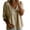Khaki, variant on Women's Casual Lace Trim Linen Blouse Fashion Ladies V-Neck Three Quarter Sleeve Peplum Top