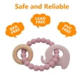 thumbnail image 3 of Benoxine Silicone Animal Beaded Teething Ring for Infants, Elephant Design Baby Teether,2-Pack, 3 of 6