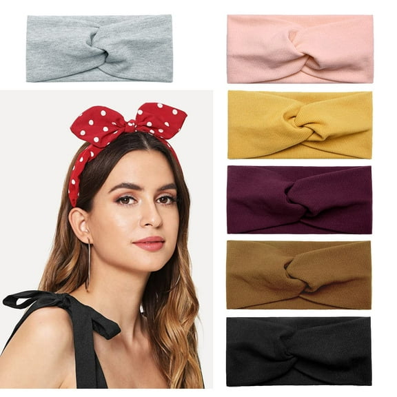 LinYooLi Turban Headbands for Women Wide Head Wraps Bow Hairbands Girls Red Polka Dotted Bunny Ears Vintage Hair Accessories