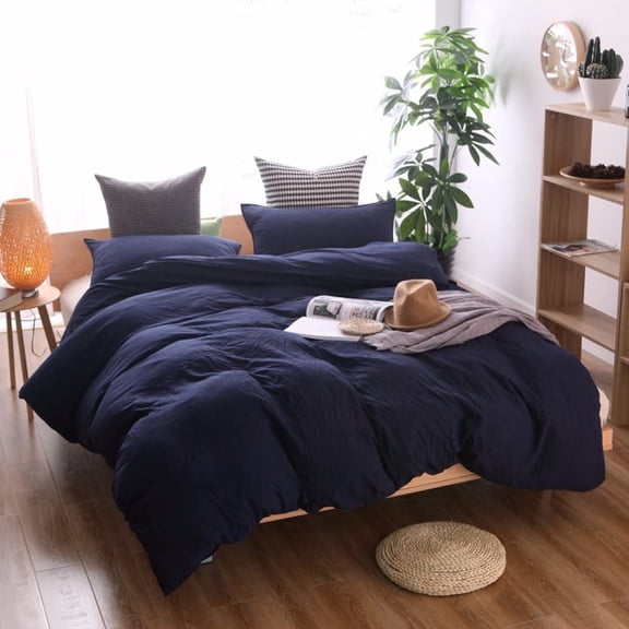 Ensemble de Housse de Couette Uni Bleu Violacé 3 Pcs (Grand Lit)