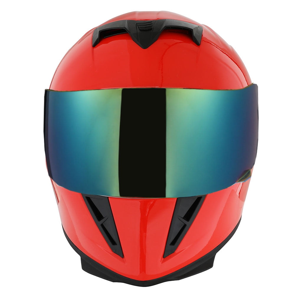 1Storm Motorcycle Full Face Helmet Street Bike Skull King HJK311 + One Extra Clear Shield; Glossy Red