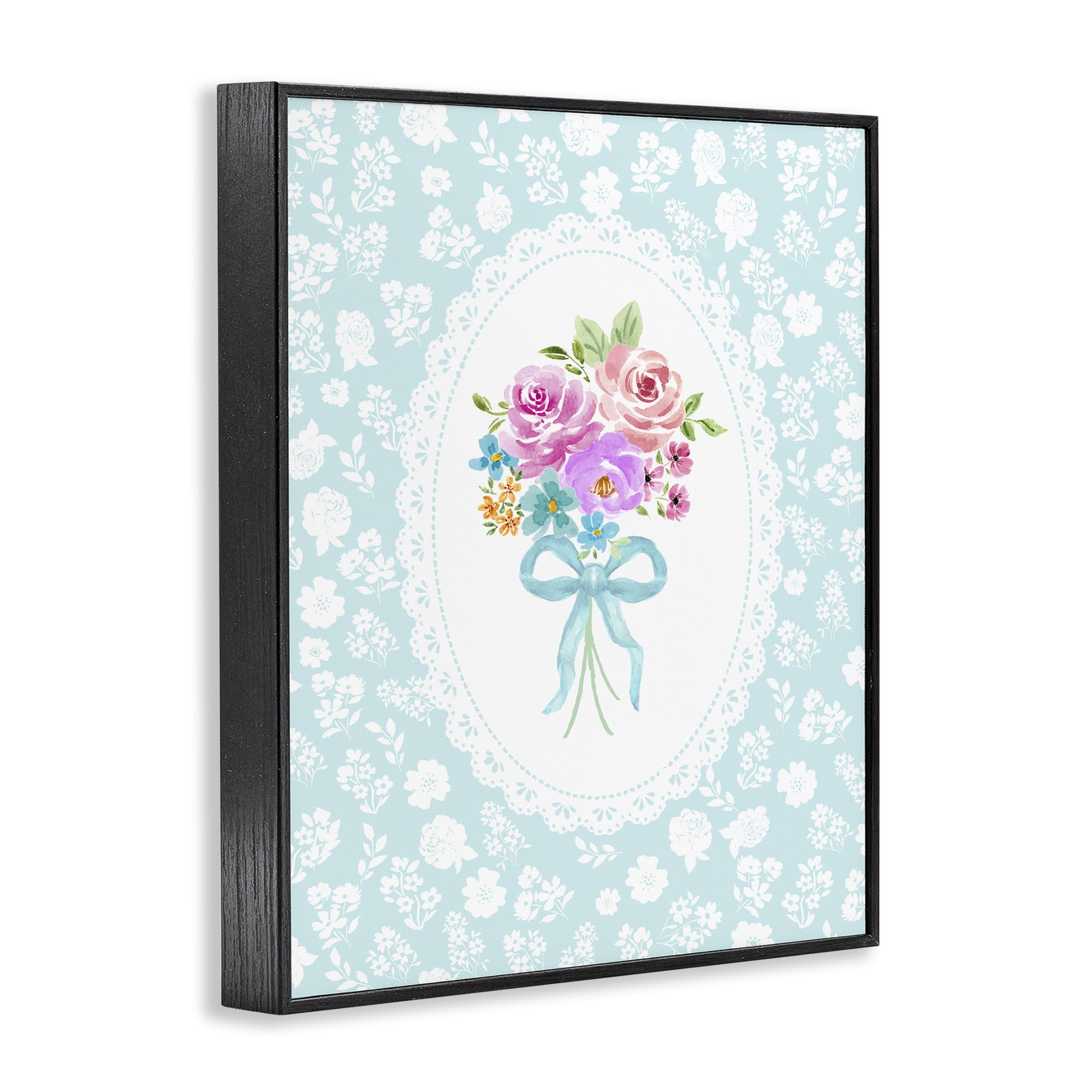 Stupell Industries Aqua Feminine Bouquet Black Framed Giclee Art, design by Corinne Haig