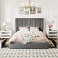 thumbnail image 3 of Allewie Queen Size Storage Bed Frame,Adjustable Headboard, Velvet Upholstered Platform Bed with 4 Oversized Underbed Drawers, Wooden Slats Support, No Box Spring Needed, Grey, 3 of 9