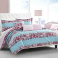 thumbnail image 4 of Betsey Johnson Floral Microfiber Plain Weave Washable Comforter Sets, Full/Queen, Blue, 4 of 6