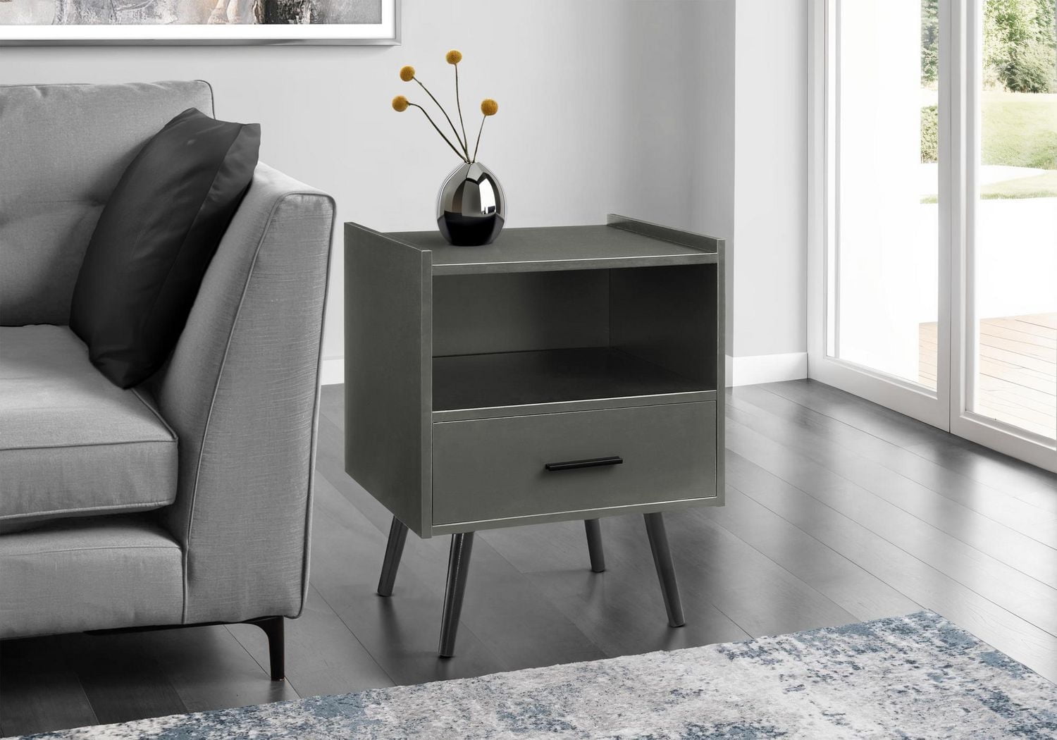 Monarch Specialties Accent Table, Side Table, End, Storage Drawer, Nightstand, Bedroom, Living Room, White Laminate, Contemporary, Modern