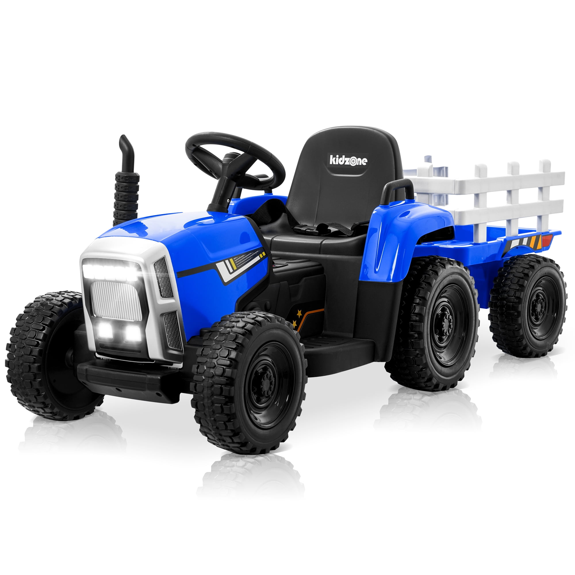 Kidzone 12V 7AH Kids Ride On Electric Tractor W/Trailer LED, USB