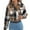 Khaki, variant on CharmCyan Women’s Cropped Plaid Button Down Shirt Long Sleeve Casual Collared Flannel Jacket with Chest Pockets Green L
