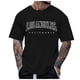 thumbnail image 1 of Camiseta informal de manga corta con estampado de letras para hombre, cuello redondo, poliéster y spandex, estilo informal, fácil de combinar con vaqueros y pantalones cortos, 1 of 6