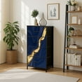 thumbnail image 7 of Dresser for Bedroom with 4 Storage Drawers luxury Blue marble gold abstract texture Indigo ocean blue Dressers Chest of Drawers Steel Framed Fabric Closet Organizers for Entryway, 7 of 7