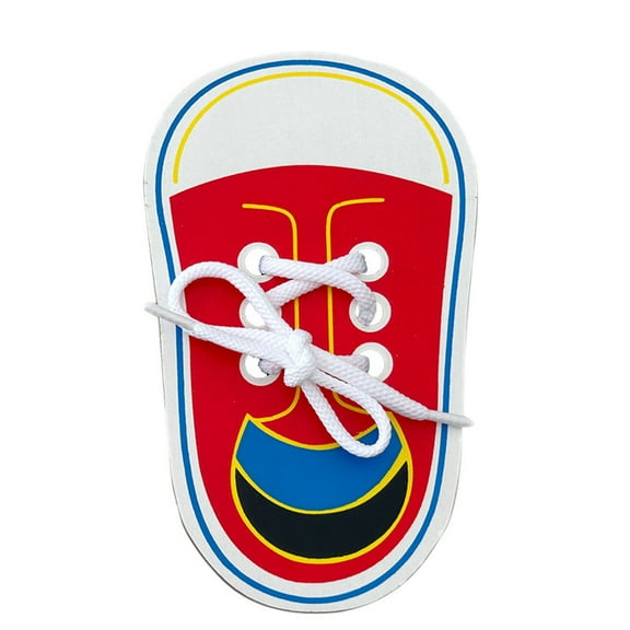 bxhwj Shoelace Tying Practice Toy, Montessori Wooden Lacing Shoes for Toddlers, Early Educational Learning Toys for Kids, Fine Motor Skills Development Self Care Ability Training Set