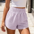 thumbnail image 6 of Oplxuo Boxer Shorts for Women Gingham Pajama Summer Casual Lounge Sleep Plaid Shorts Y71K Beach Bottoms, 6 of 7