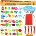 thumbnail image 2 of Intsinzi 46 Piezas Montessori Cuentas de Cordones de Madera Juguetes para niños pequeños Animales de Encordado Educativos Frutas Granja Enhebrar Cuentas Juguetes de Aprendizaje Preescolar para niños 3, 2 of 5