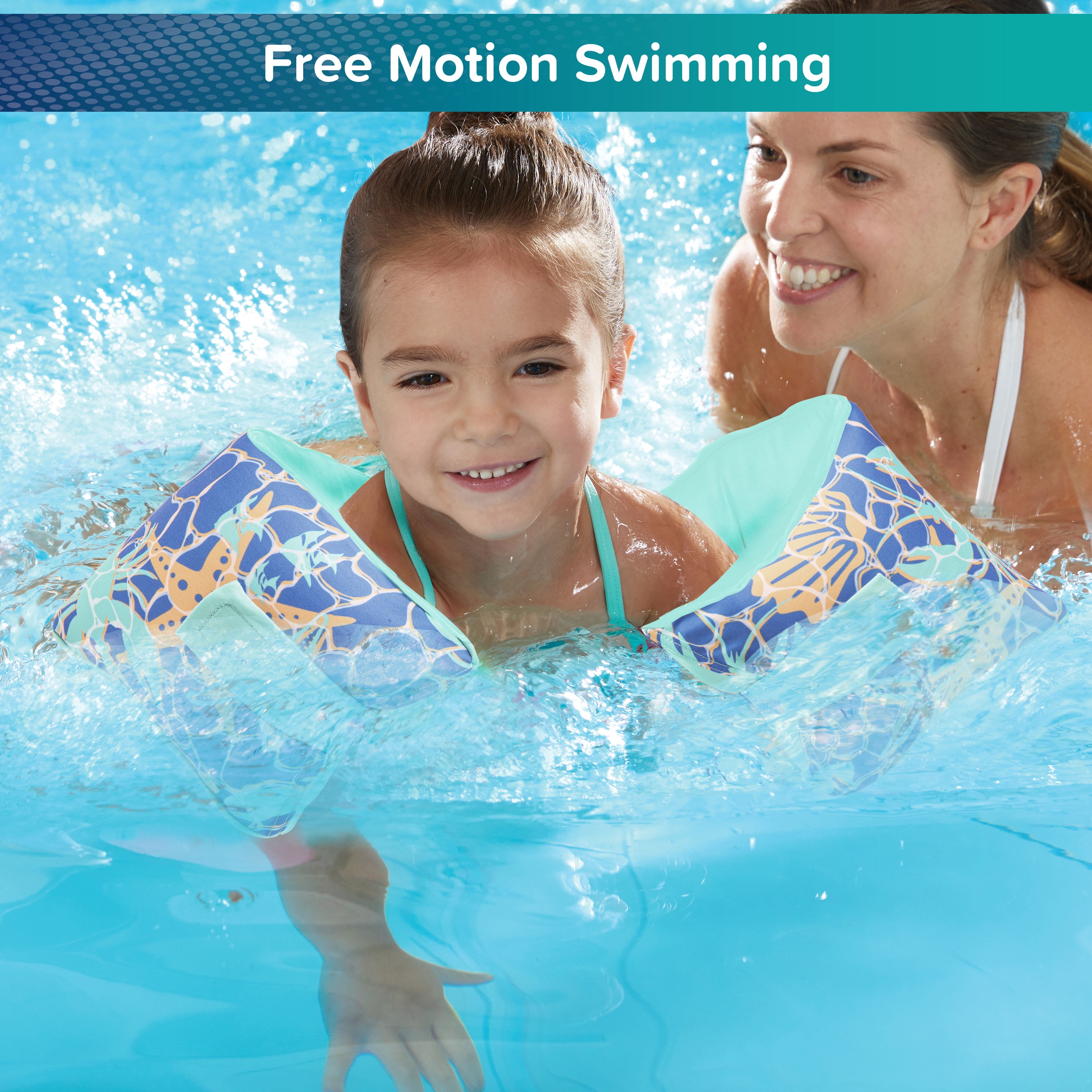 SwimSchool Adjustable Fabric Arm Pool Floats for Children 50-80 lb, Unisex, Multi-Color