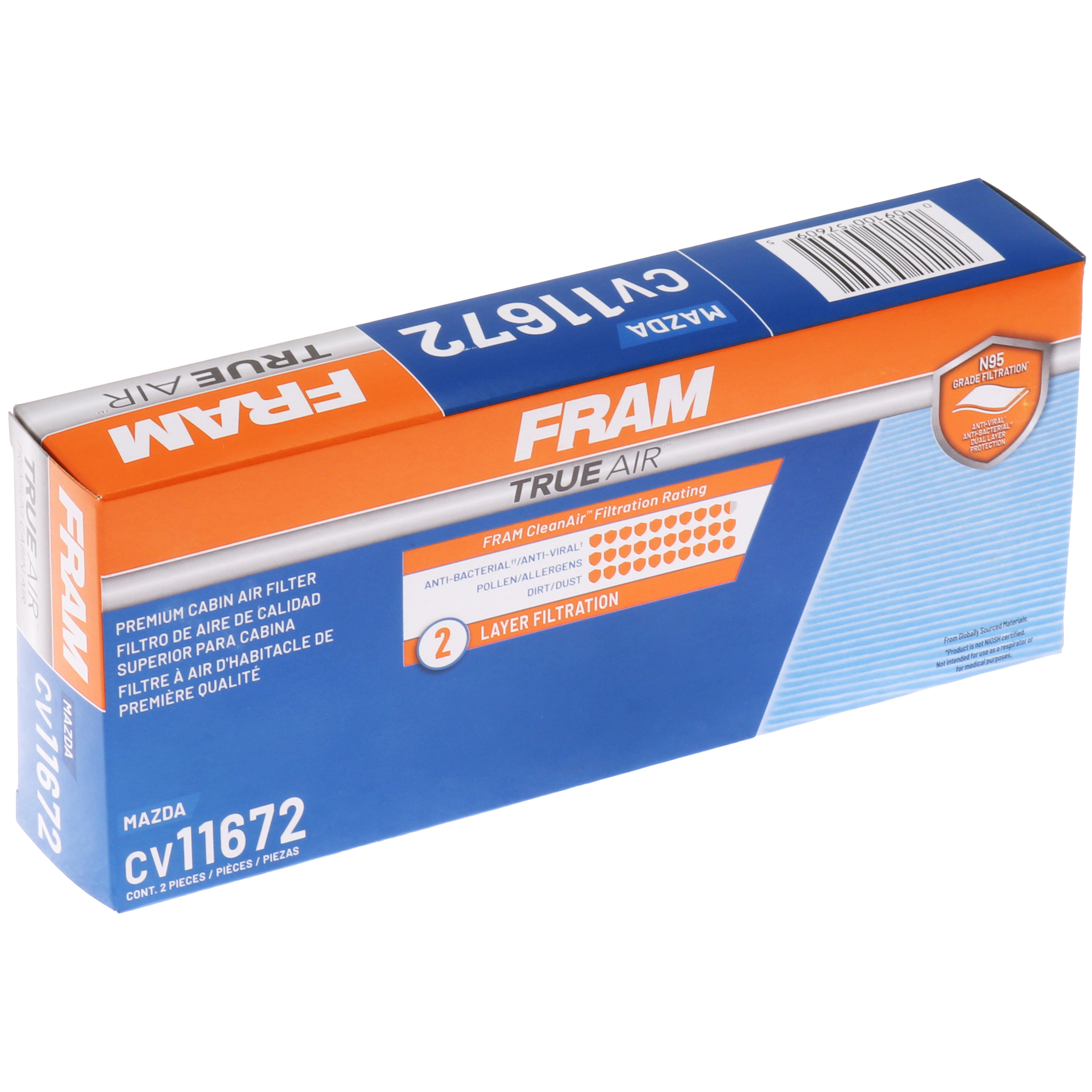 FRAM CV11672 TrueAir Premium Cabin Air Filter with N95 Grade Filter Media for Mazda Vehicles