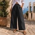 thumbnail image 5 of Oiangi Womens Plus Size Wide Leg Pants Elastic Waist Palazzo Pant Fall Trendy Ankle Trousers with Pockets Black 4XL, 5 of 7