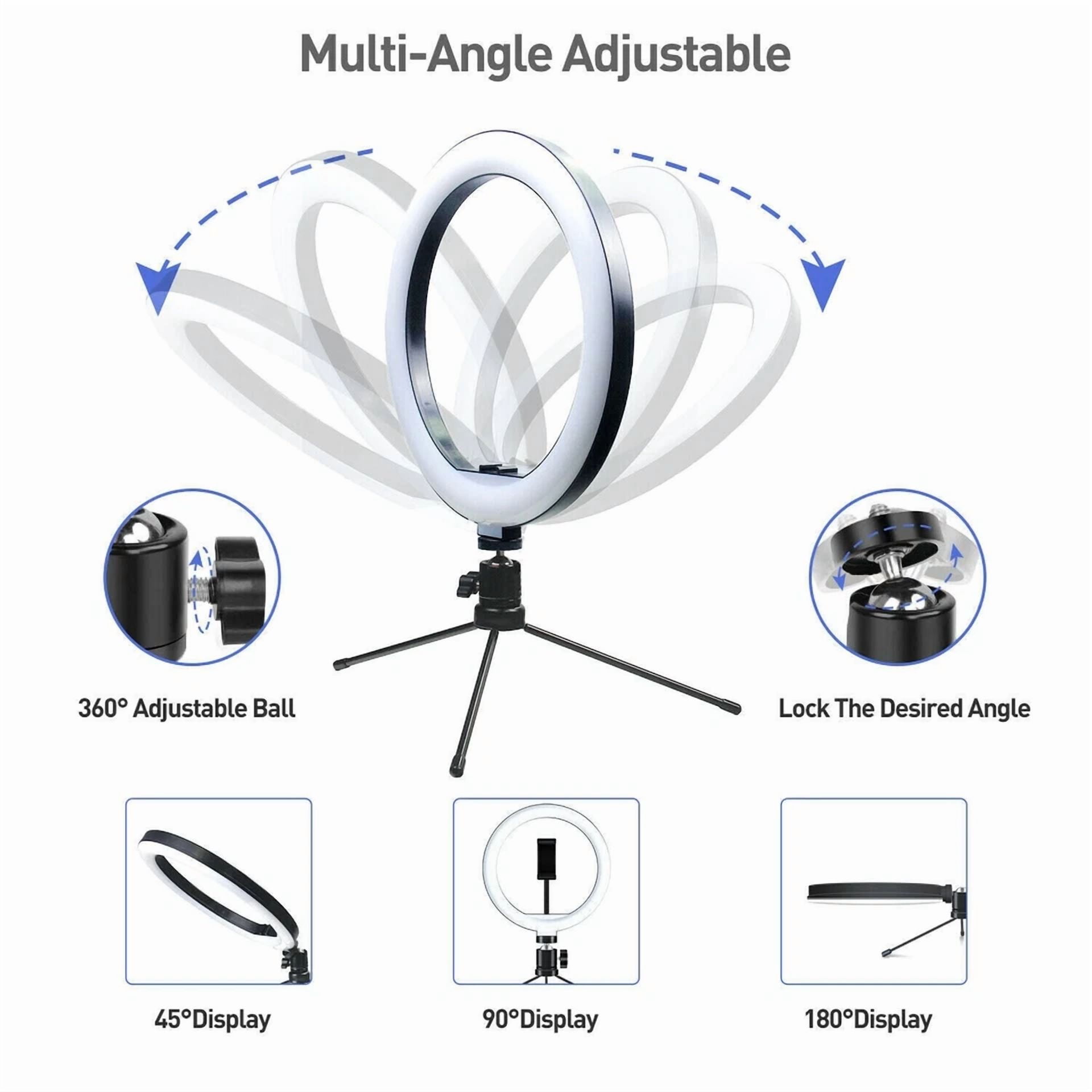 CRESTIN- New 10-Inch Selfie Led Ring Light With Tripod Stand, 3 Phone Holders, Ring Light